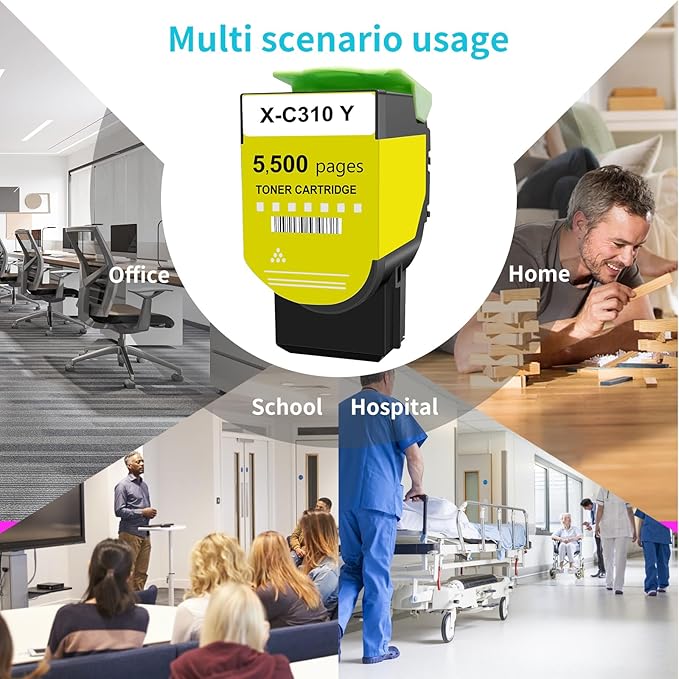 Toner for Xerox C315 C310 Printer,5,500 Pages High Capacity Ink Cartridge Replacement 006R04367 Code Compatible 006R04359 Standard Capacity C310/DNI C315/DNI Color Multifunction Printer(Yellow)