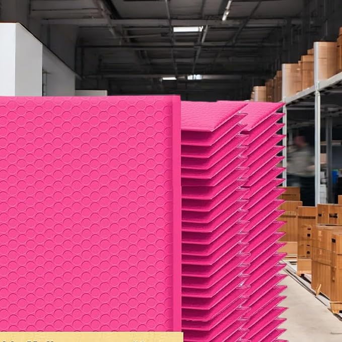 iMBAPrice 500#000 4x8 Hot Pink Color Self Seal Poly Bubble Mailers Padded Shipping Envelopes (Total 500 Bags)