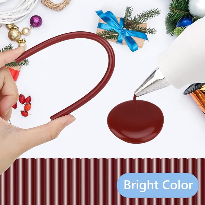 Manarty Wine Red Hot Glue Sticks, 24PCS Mini Size 0.27" Dia x 8" Long Hot Melt Glue Stick Colored, All Temperature Adhesive EVA Glue Sticks for Repairing Sealing Stamp DIY Art Craft Decoration