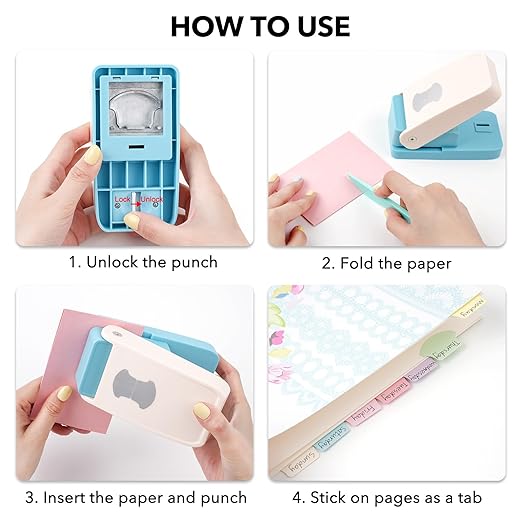 Tab Punch, Tab Puncher for Paper Crafts, DIY Index Tabs Puncher Loose Leaf Separator Label Punches for Planner Inserts, Bible Tabs, Journaling DIY Scrapbooking Notebook Handmade Craft Project