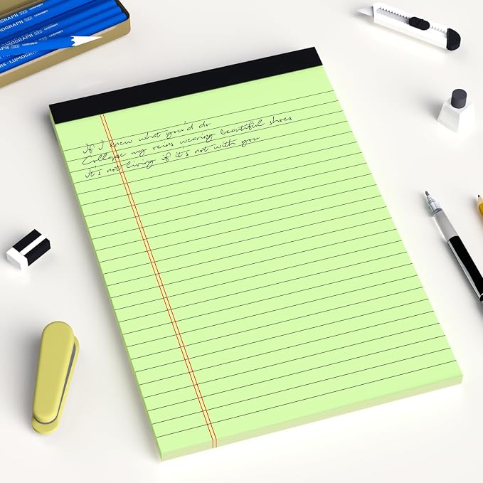 AILZFEI Colored Legal Pads 5x8 College Ruled, Note Pads Sturdy Back Writing Pads 30 Sheets/Pad, Colored Paper, Perforated Notepad with Sturdy Back (Pink Blue Green)