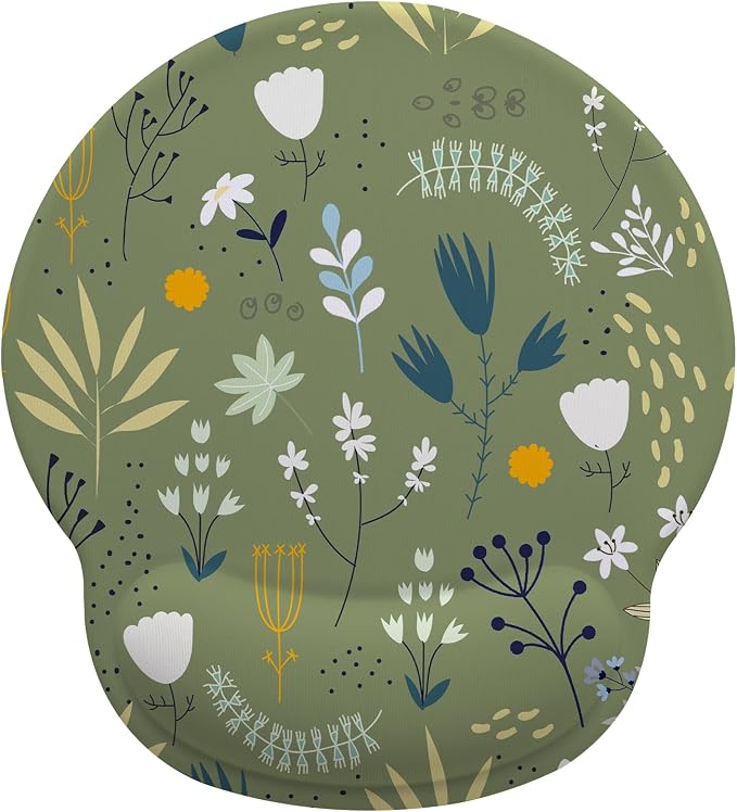 Green Flowers Mouse Pad with Gel Wrist Support, Smooth Surface Ergonomic Mouse pad, Non-Slip Pain Relief Desk Mat for Gaming, Work & Office Desktop 6
