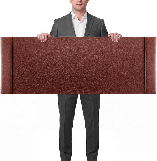 47.2 x 17 Inch Leather Desk Pad with Side Rails Mat, Brown | Executive Office Desk Mat, Smooth Writing Surface, Desktop Protector Covers Mouse Keyboard, Elegant Gift, Men Dad Husband