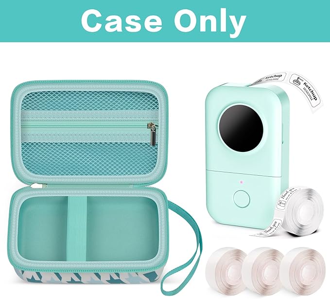 PAIYULE Hard Carrying Case for Phomemo D30 D35 Label Maker, Label Printer Case for Nelko P21, for NIIMBOT D110 D11, for Marklife P11 P12, for SUPVAN E10, Protective EVA Storage Bag with Mesh Pocket