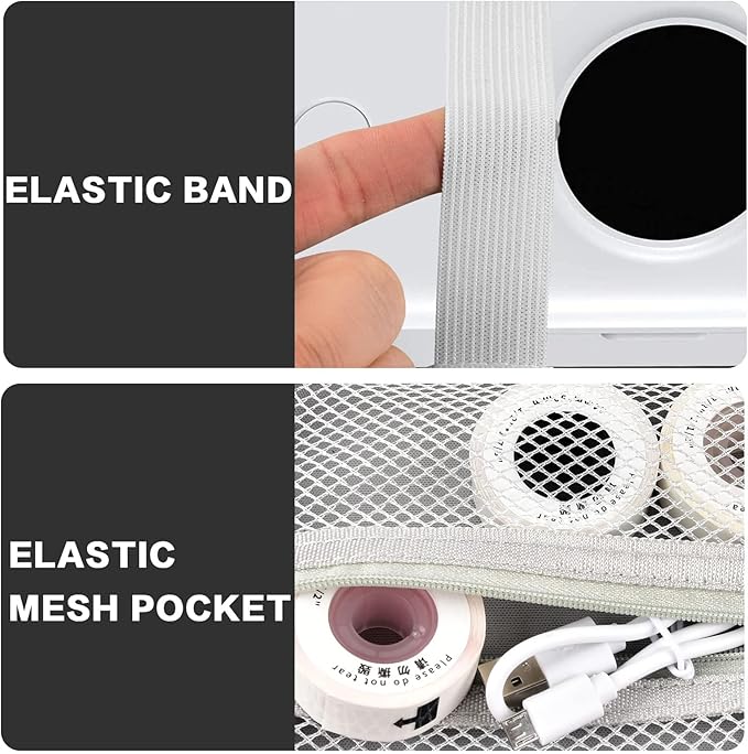 PAIYULE Hard Carrying Case for Phomemo D30 D35 Label Maker, Label Printer Case for Nelko P21, for NIIMBOT D110 D11, for Marklife P11 P12, for SUPVAN E10, Protective EVA Storage Bag with Mesh Pocket