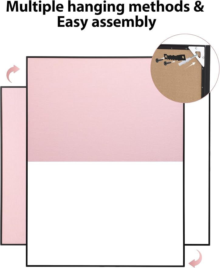 Cork Board White Board Combo for Wall | 24"X18" Linen Bulletin Board Whiteboard, Magnetic Dry Erase Corkboard for Home, Office, School, Pink