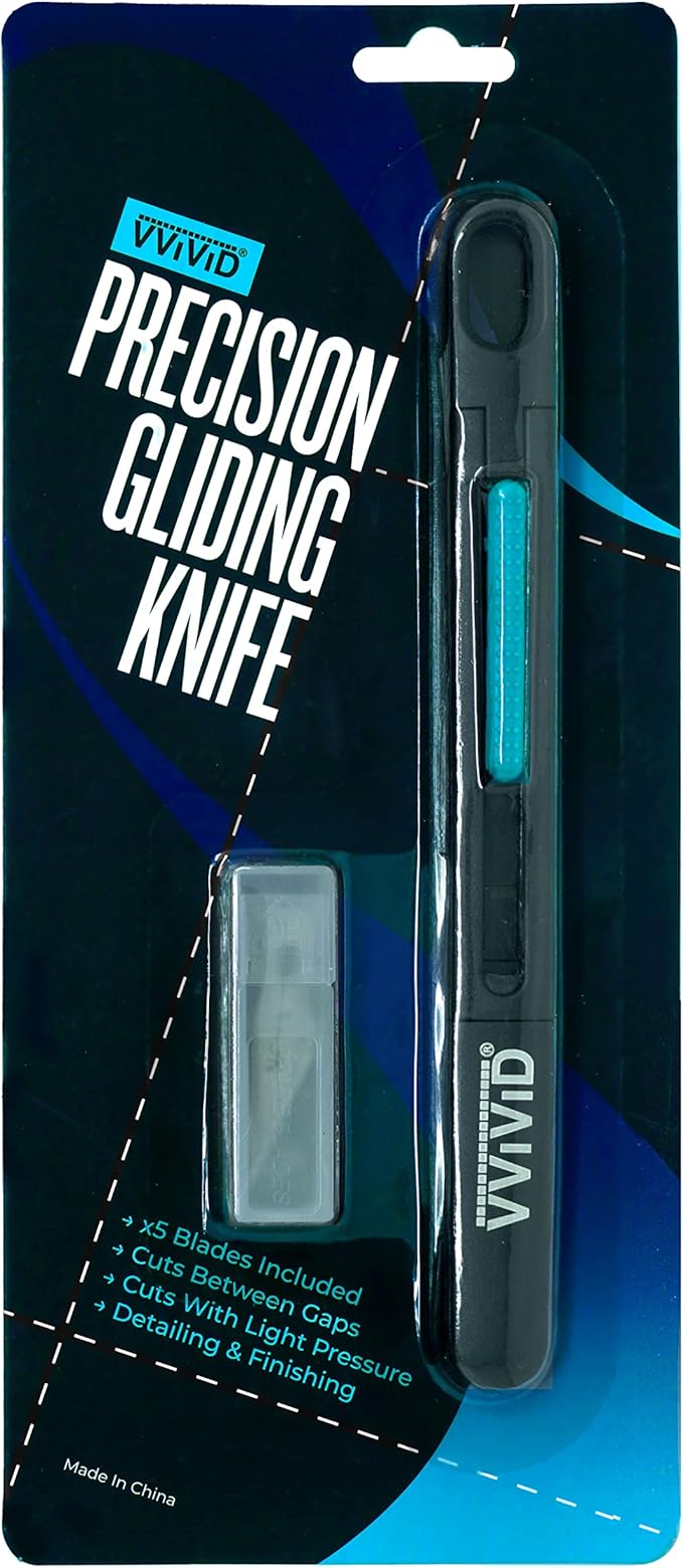 VViViD Precision Gliding Automotive Vinyl Wrapping Knife 3-Pack, Safety Locking, 15 Replacement Blades