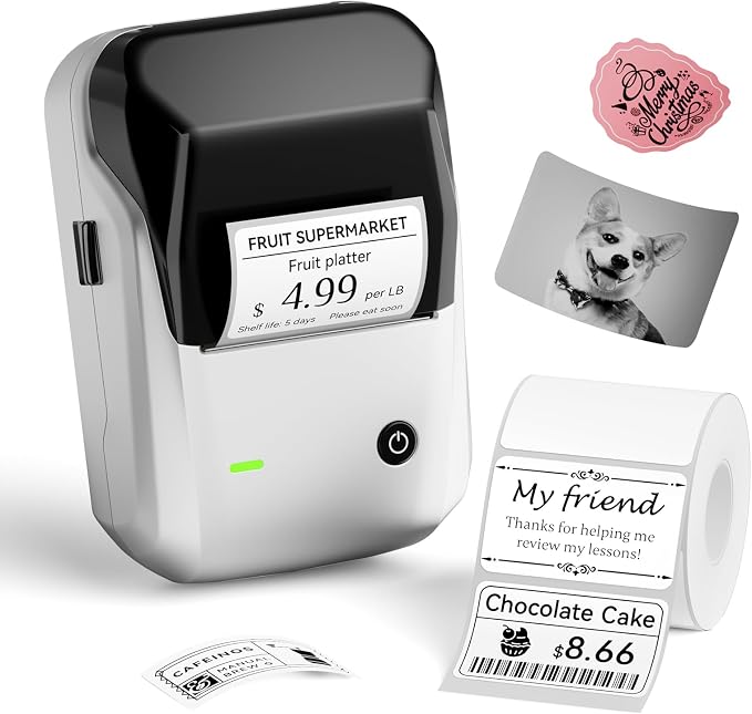 NIIMBOT B1 Label Maker,2 Inch Bluetooth Thermal Label Printer, Silver | Labeling for Home Office School Small Business, Crafts, Retail,Support Smartphones & PC, Come With 1 Roll 50*30mm Tape