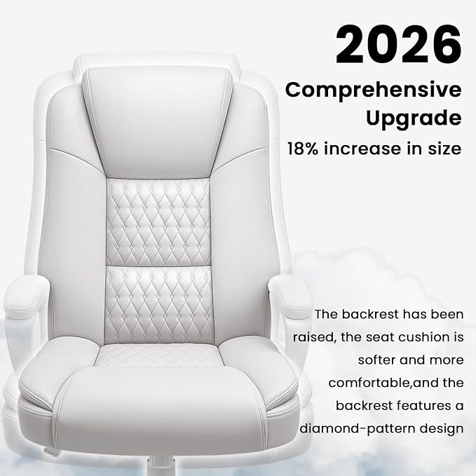 Home Office Chair, 400LBS Big and Tall Chair Heavy Duty Design, Ergonomic High Back Cushion Lumbar Back Support, Computer Desk Chair, Adjustable Executive Leather Chair with Armrest