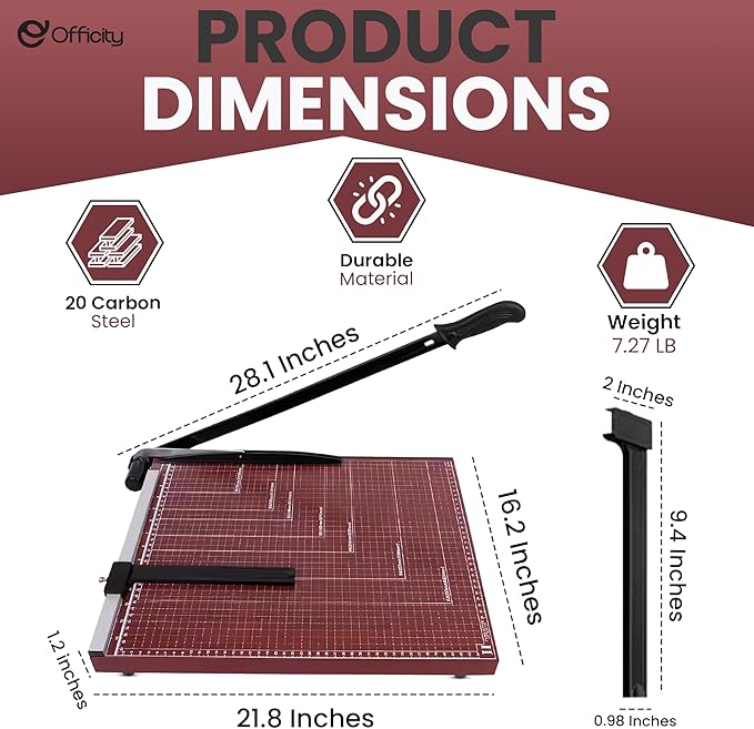 Guillotine Paper Cutter Heavy Duty, 18" Cut Length Wooden Paper Trimmer Cuts 12 Sheets, Accurate & Safe Paper Slicer Cutter for Cardstock, Photos, Crafts, Office, Home & Classroom