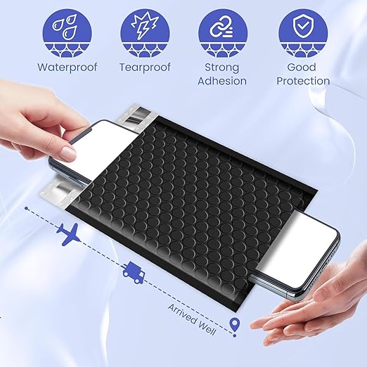 Fuxury Bubble Mailers 5x8.6" 800 Pack Black Waterproof Padded Envelopes Usable Size 5x7" Self Seal Bubble Envelopes Padded Mailers Shipping Bags for Mailing Jewelry Makeup Small Business