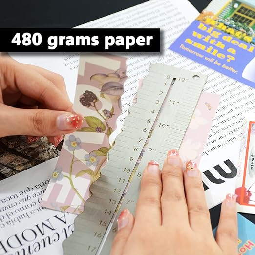 Stainless Steel Metal Paper Tearing Ruler Craft Ruler for Cutting Paper to Wavy Line Jagged and Irregular Edges 12'' Measuring Tool for Engineering School Office Architect and Drawing