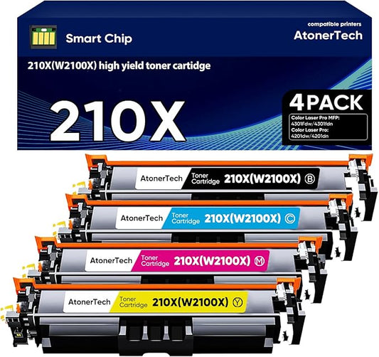 210X 210A High Yield Toner Cartridges（4 Pack Compatible Replacement for HP 210X 210A 210 Toner Cartridge with HP Color LaserJet Pro MFP 4301fdw 4201dn 4301fdn 4201dw Series Printer |W2100X W2100A