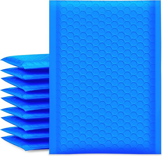 UCGOU Bubble Mailers 5x8.6 Inch Usable Size 5x7 Inch Blue 100 Pack Padded Envelopes Small Business Mailing Packages Self Seal Adhesive Waterproof Boutique Shipping Bags for Jewelry Makeup Supplies