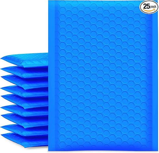 UCGOU Bubble Mailers 6x10 Inch Blue 25 Pack Usable Size 6x9" Padded Envelopes Small Business Mailing Packages Opaque Self Seal Adhesive Waterproof Boutique Shipping Bags for Jewelry Makeup Supplies #0