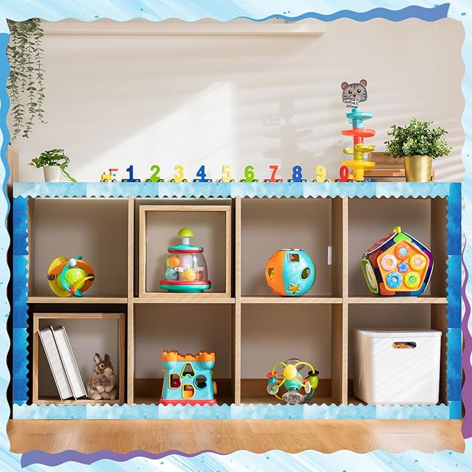 16 Rolls 263 ft Bulletin Board Borders Scalloped Border Trim Colorful Bulletin Board Strips Classroom Decoration Strips Decorative Poster for School Decor (Watercolor Colors)