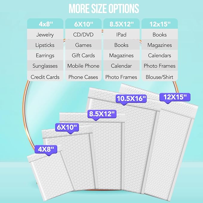 Fuxury Bubble Mailers 12x15" White Padded Envelopes 25 Pack large bubble mailer Strong Adhesion Padded Mailer,Self-Seal Bubble Envelope for Mailing Small Business,Magazine, Clothing.