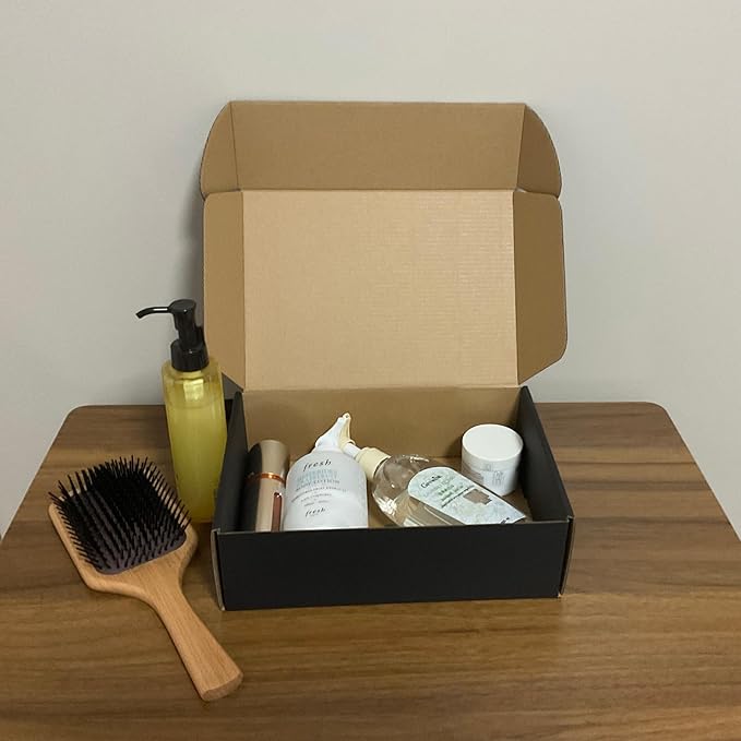 24 Pack 10x7x3 inch Black Shipping Boxes ，Cardboard Packaging Boxes for Mailing Shipping Corrugated Cardboard Boxes for Packaging Small Business Craft Flat Shipping Boxes Empty Gifts Giving Products