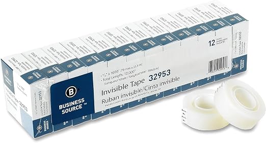 Business Source BSN32953 Premium Invisible Tape, Clear (12 per Pack, Pack of 2)