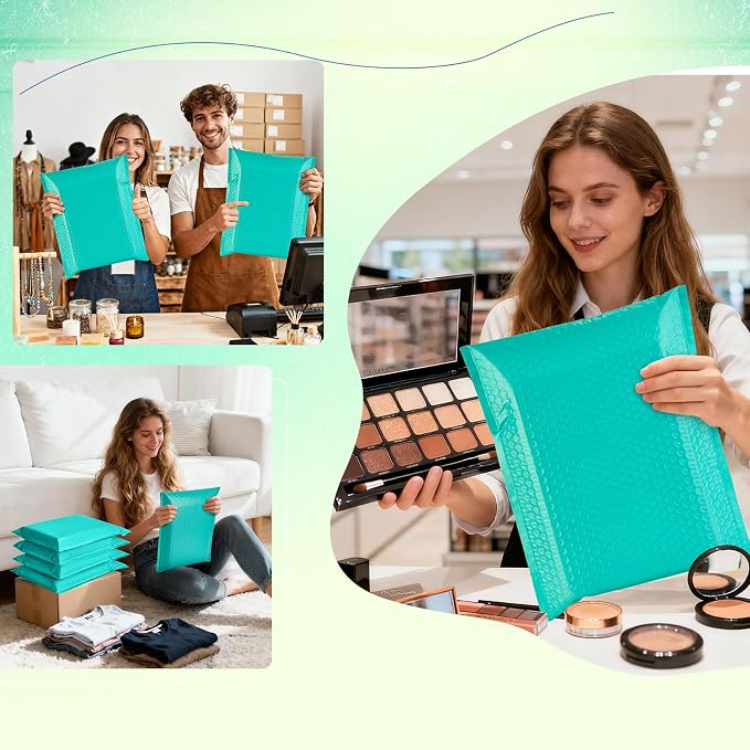 Fuxury Bubble Mailers Bulk 10x13 Inch Teal 500 Pack | Opaque Padded Envelopes for Clothing, Books, Makeup & Accessories, Self Seal Shipping Bags for Small Business
