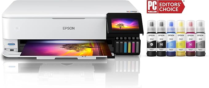 Epson EcoTank Photo ET-8550 Wireless Wide-format Color All-in-One Supertank Printer with Scanner Copier, Ethernet and 4.3-inch Colorfull Touchscreen