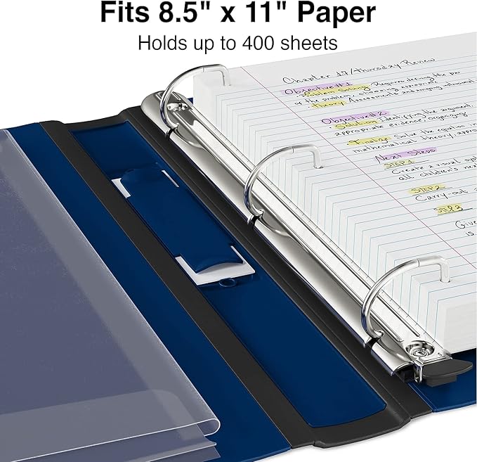 Staples Better View 1.5-Inch D-Ring Binder, Blue – Durable 3-Ring Binder with Clear Overlay for School & Office