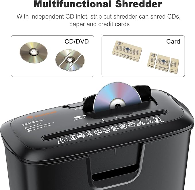 Bonsaii Paper Shredder for Home Use, 8-Sheet StripCut Home Office Shredder, CD/Credit Card Shredder Machine with Overheat Protection, 3.4 Gallons Wastebasket