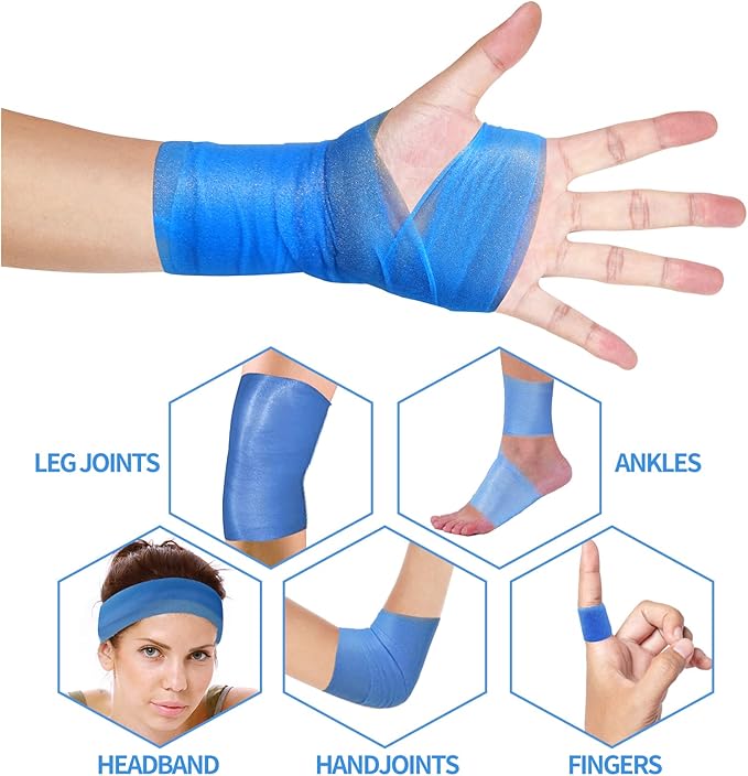 Pre Wrap Tape Athletic,3 Rolls X 22 Yards Blue Prewrap,Headbands for Hair,Foam Underwrap Sports Wrap