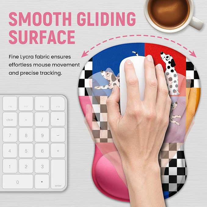 Ergonomic Mouse Pad with Wrist Rest, Gel Wrist Support, Patch | 10.2 x 7.6 in Mouse Pad with Smooth Fabric Surface and Non-Slip Rubber Base for Office, Home, Study, and Gaming