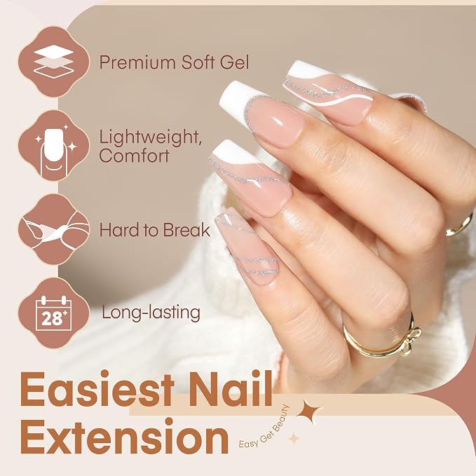 Luckyfairy 504pcs Coffin Nail Tips, 15 Sizes Pre-buff Matte Full Medium Nail Tips, Long Last Press On Nails Fake Tips Soak Off Acrylic Nail Extension Art DIY Salon