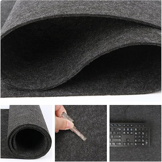 DAWNTREES Large Felt Desk Mat, 40''x16'' Full Keyboard and Mouse Pad | Non-Slip Computer Desk Mat for Desktop,Felt Desk Pad Protector for Office and Home,Dark Grey