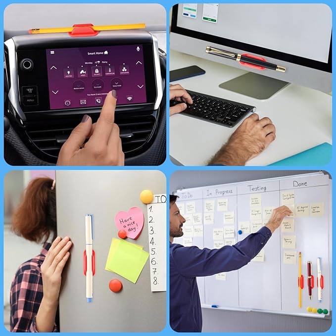 20 PCS Adhesive Pencil Holders, Silicone Marker Organizer for Desk, Notebook, Wall or Clipboard, Reusable Teacher Supplies for Classroom, Office, School Accessories