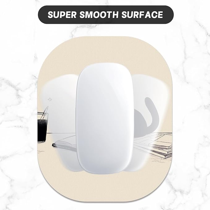 Small Mouse Pad, 6 x 7 Inch, Oval Mini Mouse Pad with Non-Slip Rubber Base for Laptop Wireless Mouse Keyboard Tray Mousepad, Reading Cat