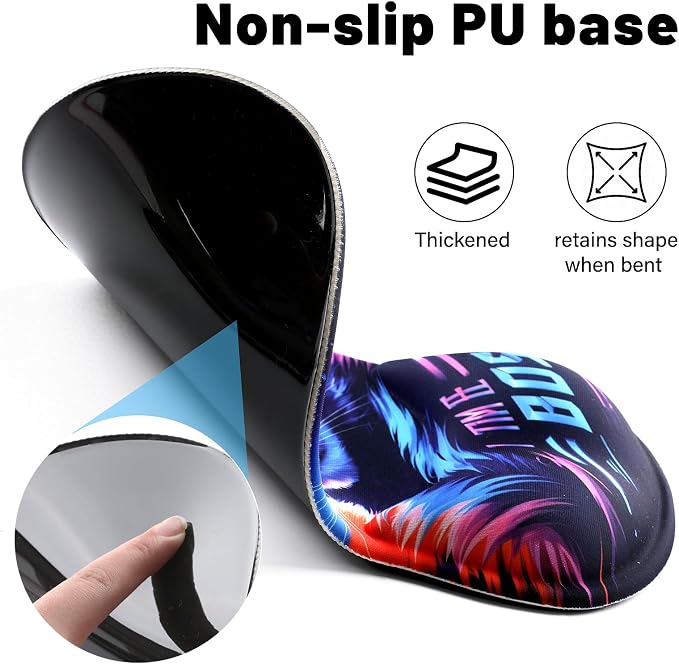 Ergonomic Mouse Pad with Wrist Rest - Gel Wrist Support Mousepad with Non-Slip PU Base for Computer, Laptop, Office & Home