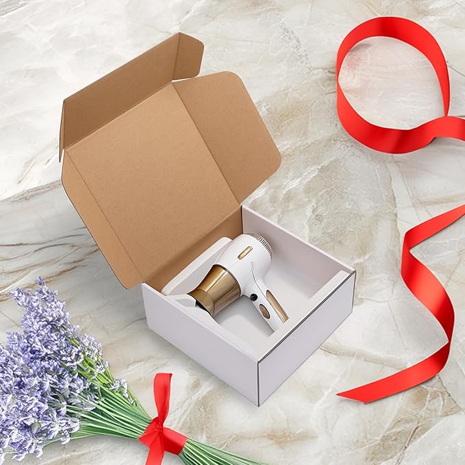 HORLIMER 9x9x4 inches Shipping Boxes Set of 25, White Corrugated Cardboard Box Literature Mailer