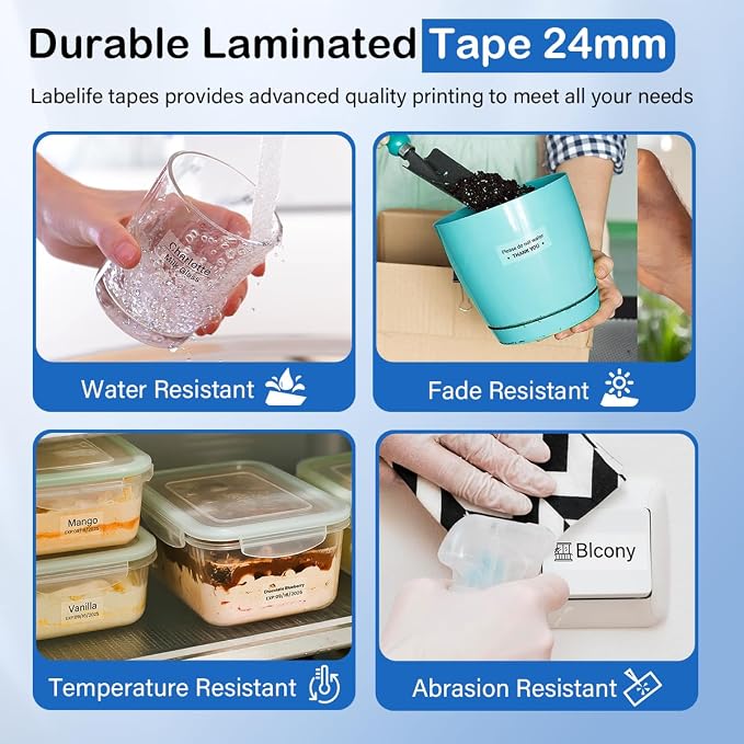 Labelife TZ Tape 24mm 0.94 Laminated Clear TZe-151 Label Maker Tape 1 Inch | Compatible with Brother P Touch TZe Label Tape 24mm TZe151 for PT-D600 PT-D610BT PT-P710BT PT-P700 PT- P910BT, 5-Pack