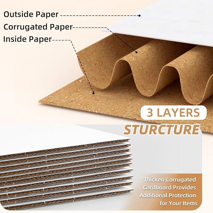 20 Pack 8x6x4, 9x6x4, 10x7x5, 11x6x6 Assorted Sizes Shipping Boxes for Small Business, Each Size 5 Pack, White Corrugated Cardboard Small Box for Packaging, Moving, Mailing, and Storing