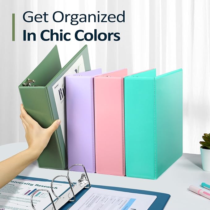 Sooez 3 Ring Binder 5 Inch, Extra Large Binder with Pockets, Purple, 8.5x11 | Holds 950-Sheet of Letter Paper, Extra Durable, PVC-Free, Clear View Cover, Interior Pockets, Eco-Friendly, School, Office