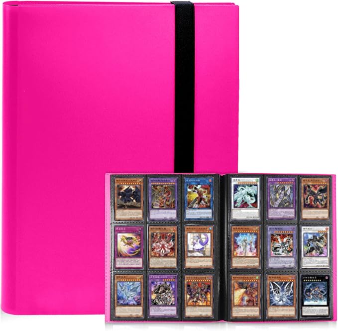 Trading Card Binder 9 Pocket, 360 Card Waterproof Folder with Side Loading Sleeves, Sturdy Card Collection Album for MTG, TCG, Game Cards & Sports Cards (1, Rose Red)