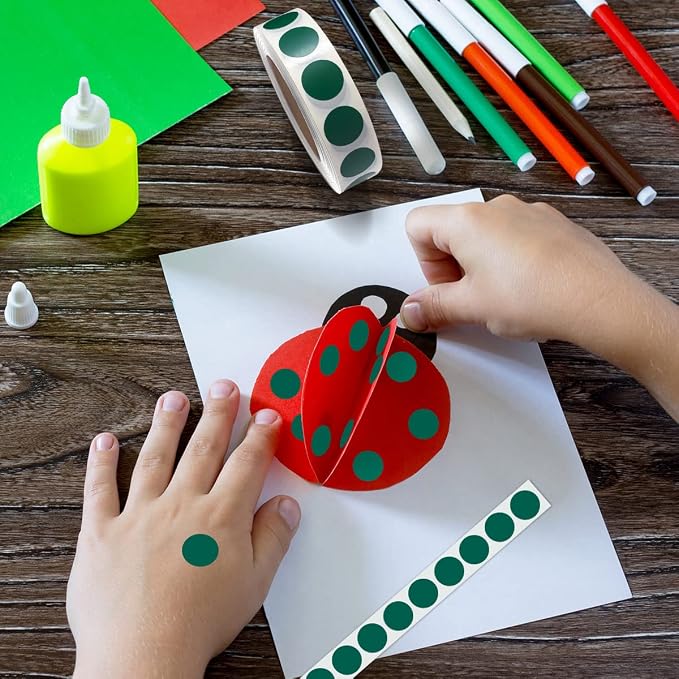 PARLAIM 1000PCS 1/2 Inch Round Color-Code Dot Stickers,Circle Colorful Coding Label Sticker for Home Office Classroom(Froest Green)