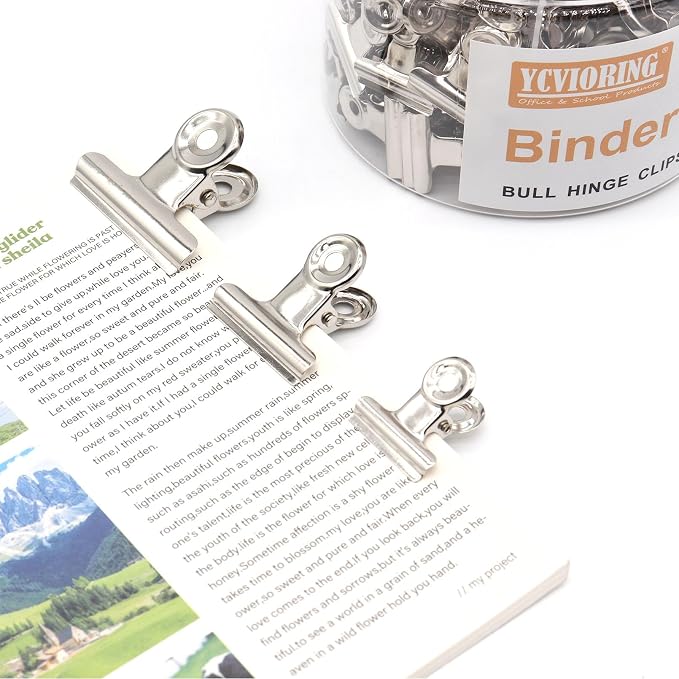 Sliver Bulldog Clips, Binder Paper Clips, Samll, Medium, Large, Assorted Sizes Clips for Kitchen, School and Office