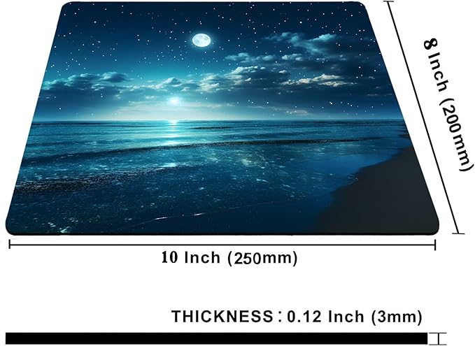 Ocean Mouse Pad, Quiet Night Moon Illuminating The Clear Blue Ocean Mousepad,Square Waterproof Mouse Mat Non-Slip Rubber Base Mousepad,Mouse Pads for Desk Computer Laptop Desk Accessories