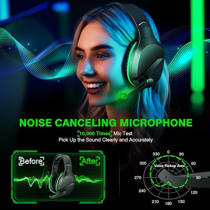 Wireless Gaming Headset for Xbox Series X|S, Xbox One, PS5, PC, Mac, Switch – Bluetooth Headphones with Noise Cancelling Mic, 60H Playtime, Low Latency, Lightweight for Gamers