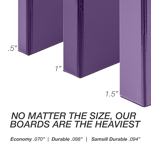 Samsill Durable 1 inch 3 Ring Binder, D Ring Binder, 100% Recycled Chipboard, Purple, 4 Pack