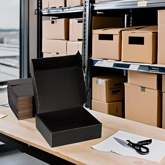 Small Shipping Boxes 9x6x2 Inches – Black Corrugated Cardboard Boxes (20-Pack) for Mailing, Packing, Small Business & Gift Packaging - Recyclable & Sturdy