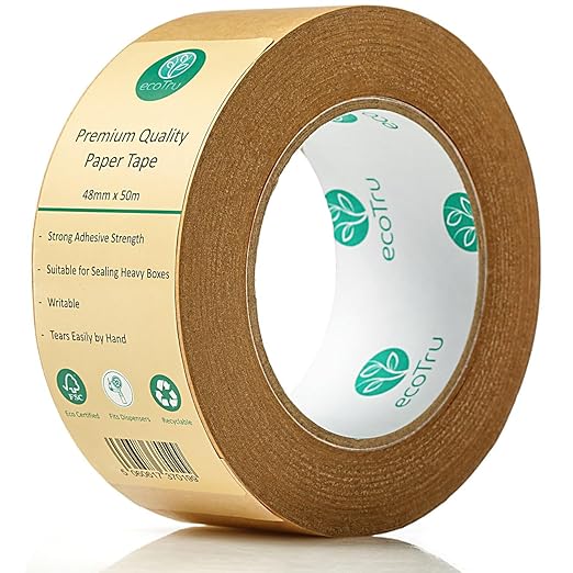 Ultra Strong Kraft Paper Packing Tape, Heavy Duty Brown Packing Tape for Box & Carton Sealing Packaging Shipping Moving & Masking, Eco Friendly Biodegradable Painters Tape, 2 Inch x 55 Yard