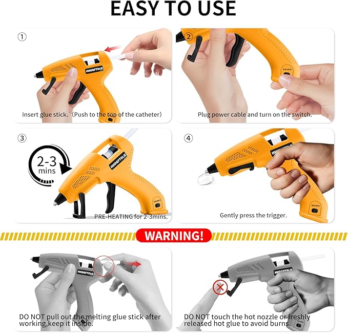 Cordless Hot Glue Gun Kit with 30 Sticks, Fast Heating 2.6Ah Rechargeable | 20W Anti-Drip Glue Gun and Sticks Set (0.27"×6") USB-C Rechargeable Mini Glue Gun Ideal for School Crafts DIY Making Repairs