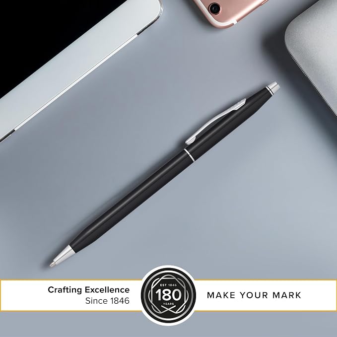 Cross Classic Century Black Lacquer Ballpoint Pen, Medium Point, Black Ink | Refillable Pen for Effortless Writing, Durable Construction, Premier Distinctive Look, Gift-Ready Presentation