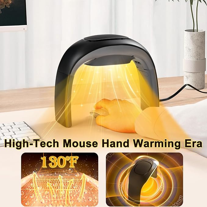 Desk Mouse Pad Hand Warmer Super Quiet 110v 100w - Black | 3 Heating Modes Personal Desk Heater Energy Efficient Ceramic Office with Thermostat Low Wattage