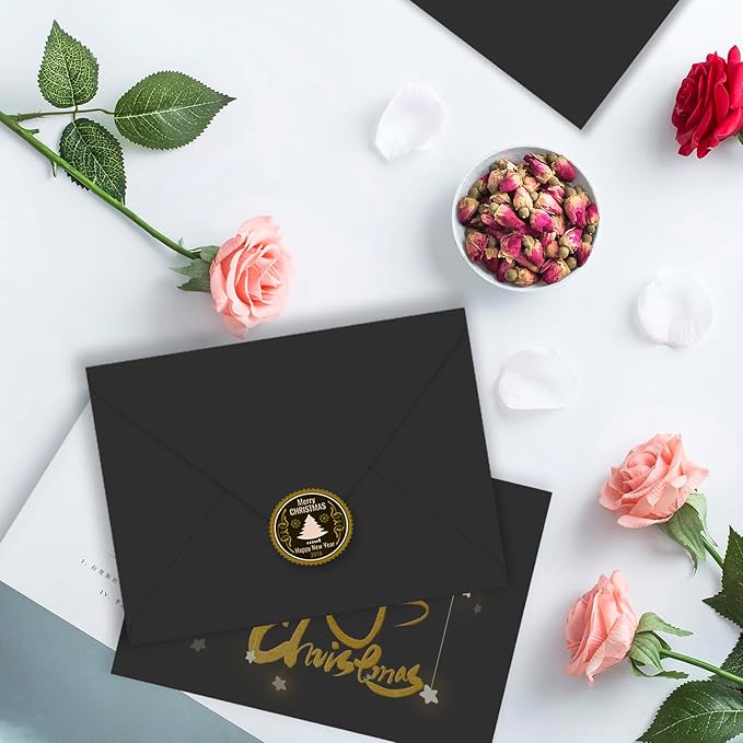 A7 Envelopes 100 Pack Black Envelopes 5x7 V-shaped Flap, Suitable for 5x7 Photos, Cards, Weddings, Invitations, Announcements, Baby Gifts 5.25 "x 7.25" (Black)